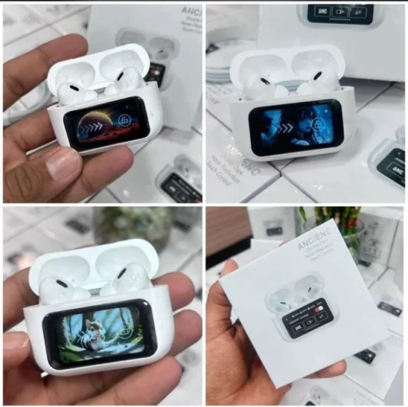 ENC Air Pods Pro 2nd Gen with Touch Screen Display Music Wallpaper Change Bluetooth (Whiteand Black, True Wireless) - Image 4