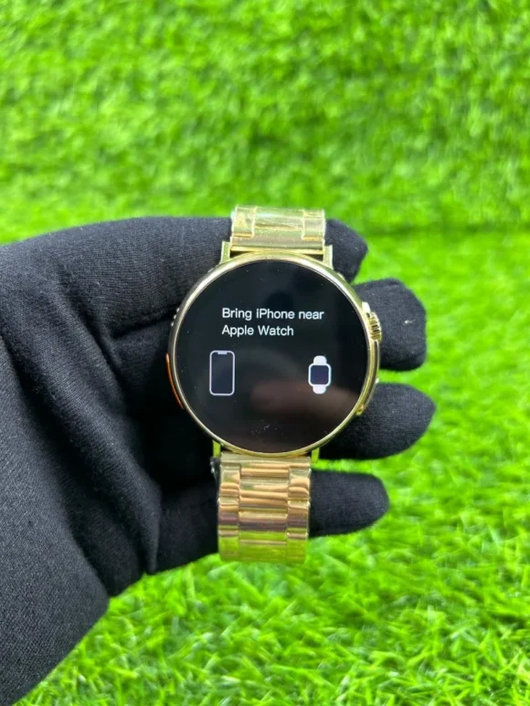 Smart Watch Ultra Pro 2 Round Dial 1.52 Inch Display Stylish Design, Bluetooth Calling, Health & Fitness Tracker Also The Heart Monitoring, with Logo & 2 Straps (24K Gold Edition) - Image 4