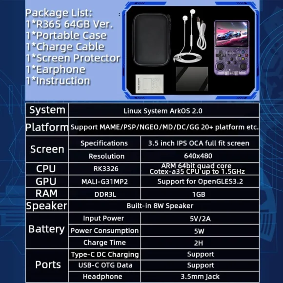 R36S Handheld Game Console 3.5 inch Retro Handheld Video Games Consoles Built-in Rechargeable Battery Portable Style Preinstalled Hand Held Game Consoles System - Image 3