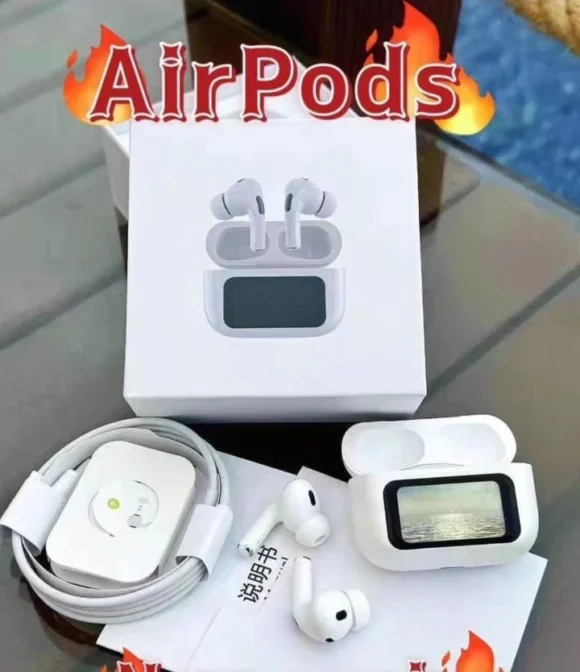 ENC Air Pods Pro 2nd Gen with Touch Screen Display Music Wallpaper Change Bluetooth (Whiteand Black, True Wireless)