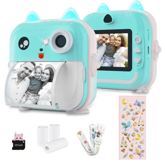 Instant Print Camera for Kids - 1080P HD, 48MP, SD Card, Bluetooth, Free App, 3 Rolls Print Paper, Stickers, Fun Filters, Gift for Boys and Girls - Pink Camera for Kids 4-12 y (Blue) - Image 3
